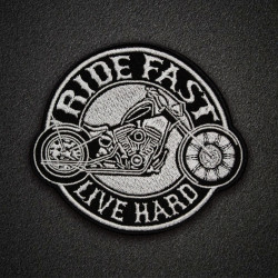 Ride Fast - Live Hard Biker Embroidered Iron-on / Velcro Patch
